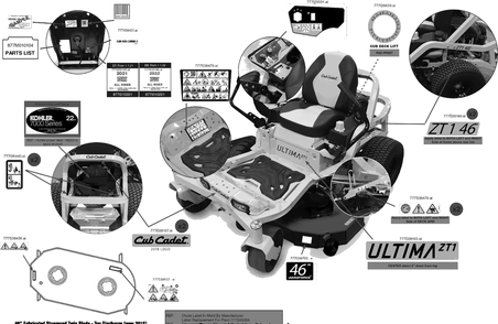 Label Map Diagram and Parts List for ZT1-46KH (17CNA10)(2022) Cub Cadet Lawn Tractor